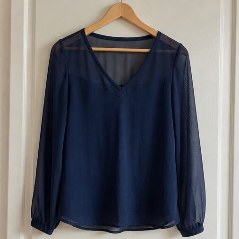 Navy Button Blouse